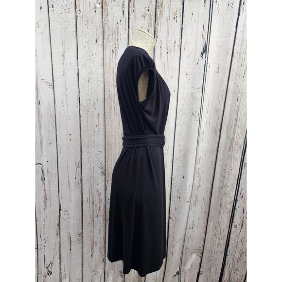 LM Women's M Iris Setlakwe Black Short Sleeve Belted Bamboo Soft Shirt Dress EUC - Picture 4 of 9